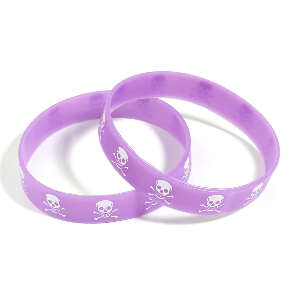 6pcs/lot Color Silicone Sports Bracelets Halloween Skull Style for Party Jewelry Gifts Teens Unisex Fitness Wristbands Wholesale