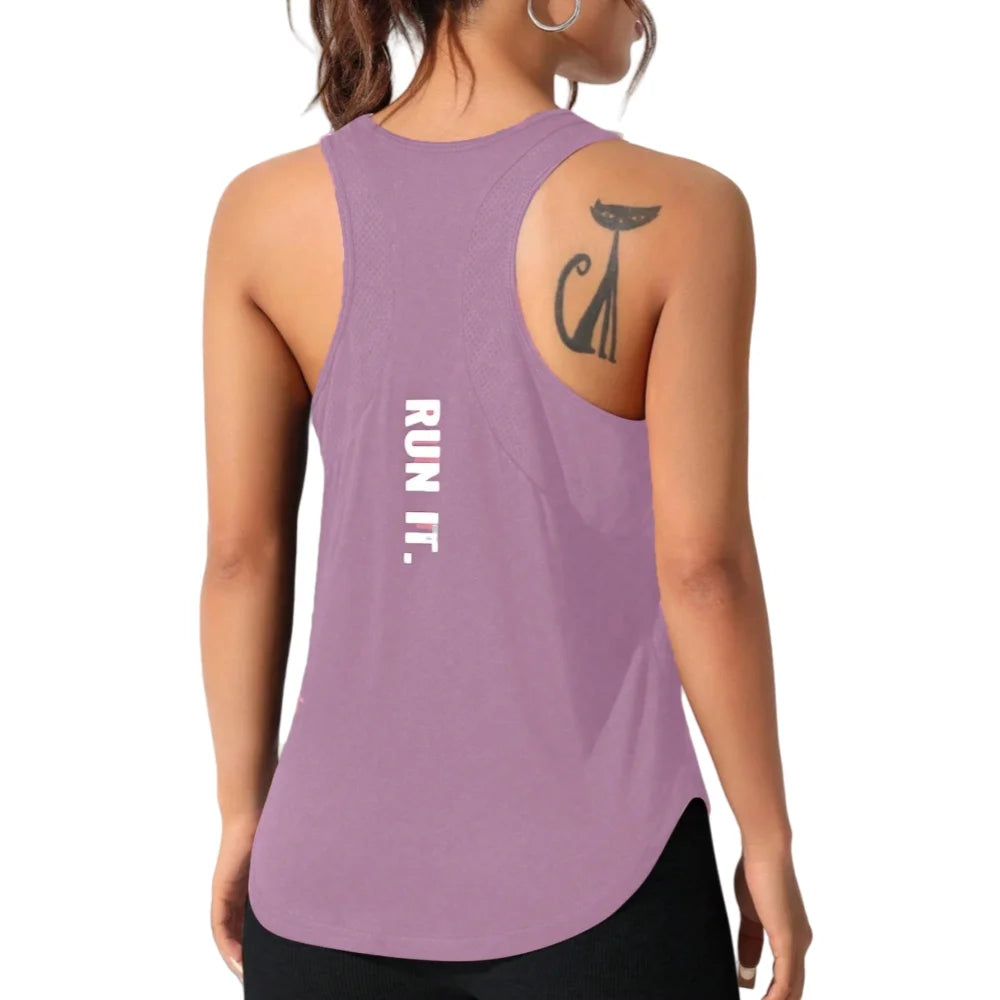 SPORTS VEST/POLYESTER/WEAR  Women's running vest, special letter style, loose long top vest, a good choice for yoga running