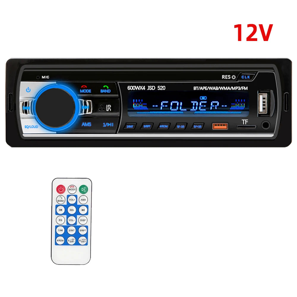 HIPPBQCC 1 din Car Radio Stereo Multimedia Bluetooth MP3 Player Digital FM ISO Power Aux Input USB Bluetooth Universal Autoradio