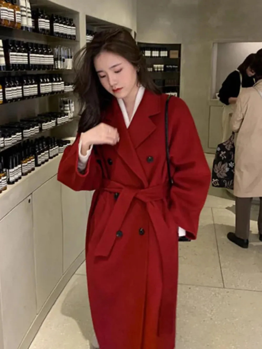 Classic Double-Breasted Woolen Coat Medium-Length Women's Sle Autumn Winter New Arrival Korean Version Straight Cut Suit