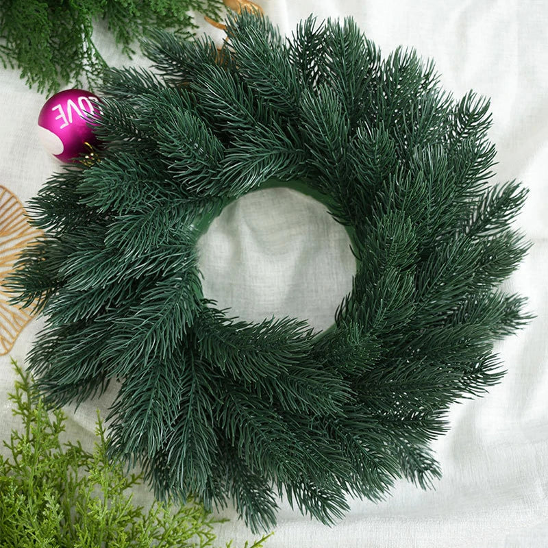 18Inch/15Inch Real Touch Pine Wreath Christmas Decoration for Front Door Artificial Plants Green Christmas Wreath Home Decor