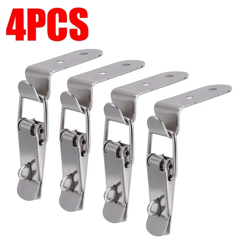 8/2PCS 90 Degree Duck-mouth Buckle Hook Lock Silver Metal Spring Hasp Latch Catch Clamps Wooden Box Loaded Draw Clasp Hardware