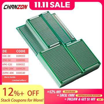 Printed Circuit Board  34 Pcs ( 2X8 3X7 4X6 5X7 7x9 cm ) Double Sided Printed Prototype Circuit PCB Board Tinned Kit FR4 Universal Perfboard for DIY