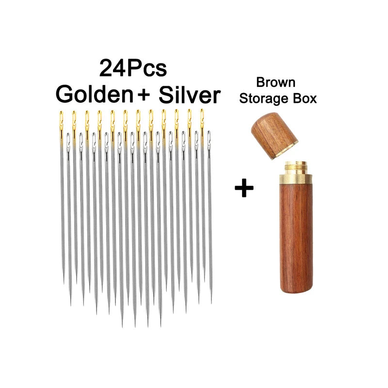 12pcs Blind Needle Elderly Needle-side Hole Hand Household Stainless Steel Sewing Needless Threading Apparel Sewing DIY
