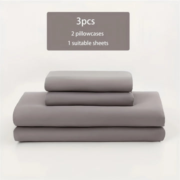 bed sheet 3pcs brushed thick solid color bed sheet pillowcase set. Four season universal skin friendly soft bed sheet pillowcase three pie