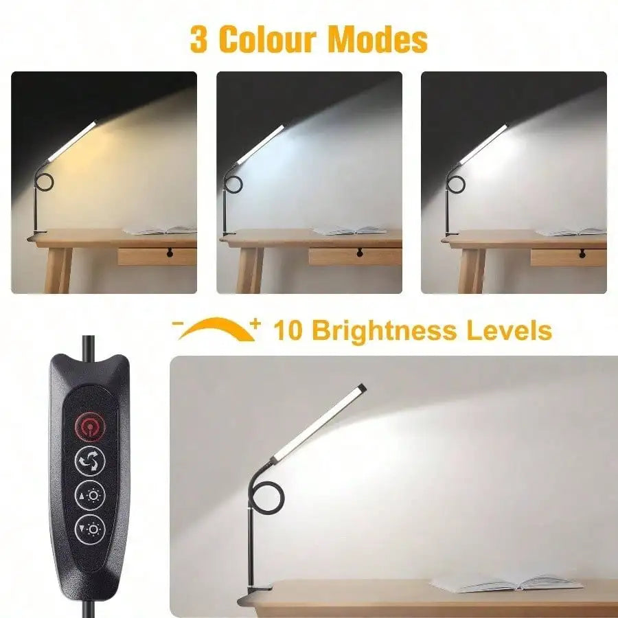Onekawa Desk Lamp with Clamp Eye - Caring Clip on Light Adjustable Flexible Gooseneck Table Light for Home Office Bed Headboard