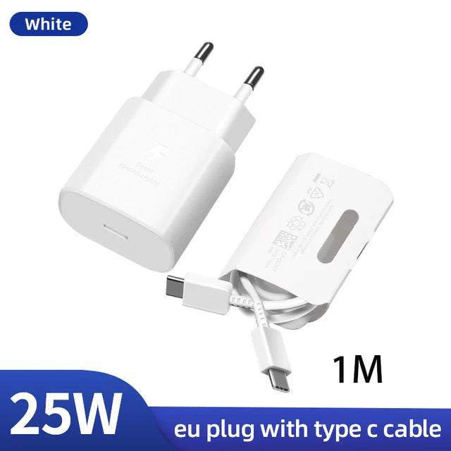 SAMSUNG 25W Charger 45W Adapter PD Type C Super Fast Charging Samsung Galaxy S25 S24 S23 S22 Ultra S21 A54 A34 Power Chargeur EU