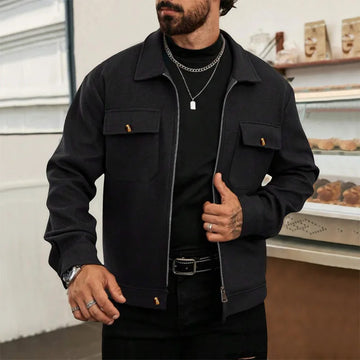men Jacket Men's Wool Blend Zip Coat Winter Warm lapel Collar Slim Fit Casual Business Outerwear Retro multi pocket jacket European SIZE