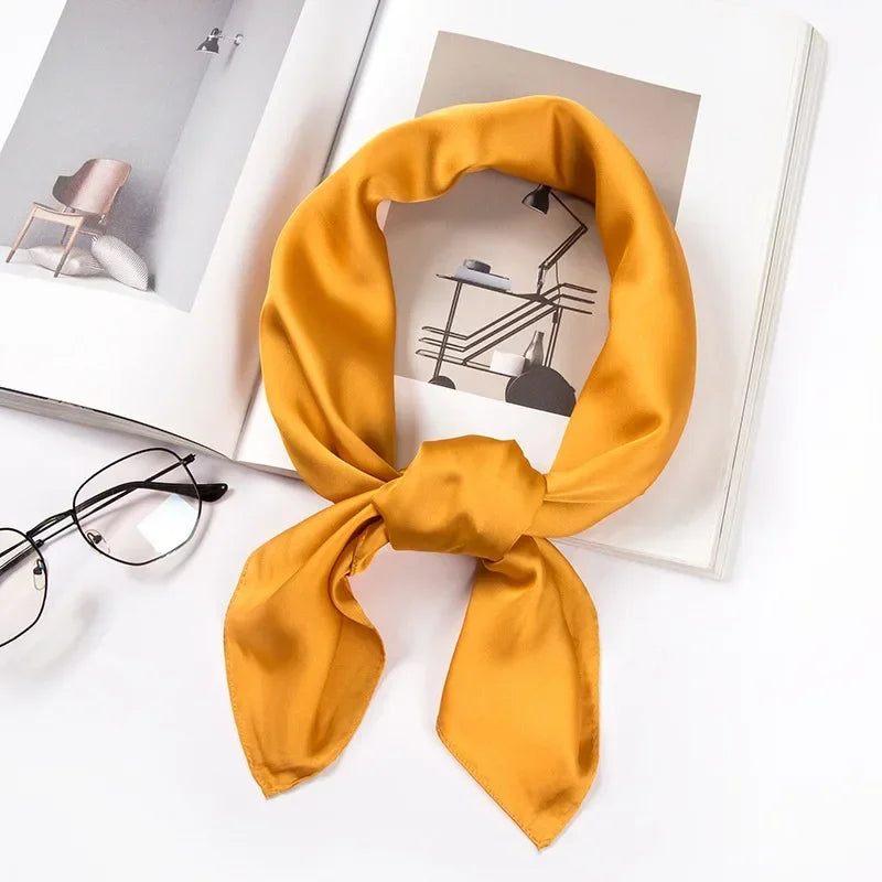 Polyester Scarf Satin Scarf Women 70cm Solid Color Smooth surface Head Scarves Square Fashion Neck Accessories For Ladies Bag Scarf Wholesale
