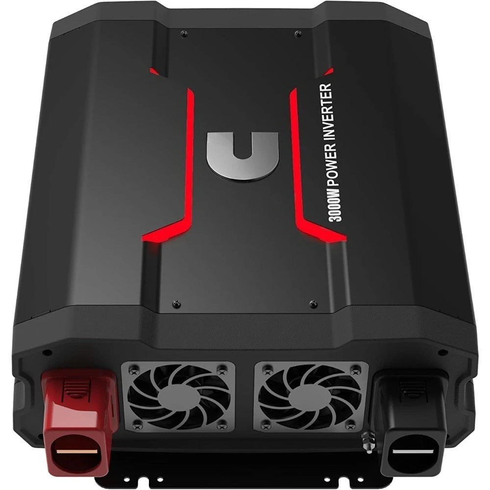 3000 Watts Inverter Modified Sine Wave Truck Inverter 12 Volts to 110 Volts Four AC Outlets Two USB Ports (Plus Cable Kit)