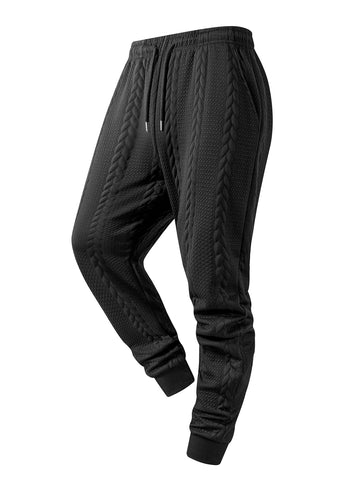 men's  pants   100%polyester Men's Texture Casual Pants Spring Autumn Knitted Jacquard Sweatpants Geometric Texture Waist Drawstring Warm Sports Trousers