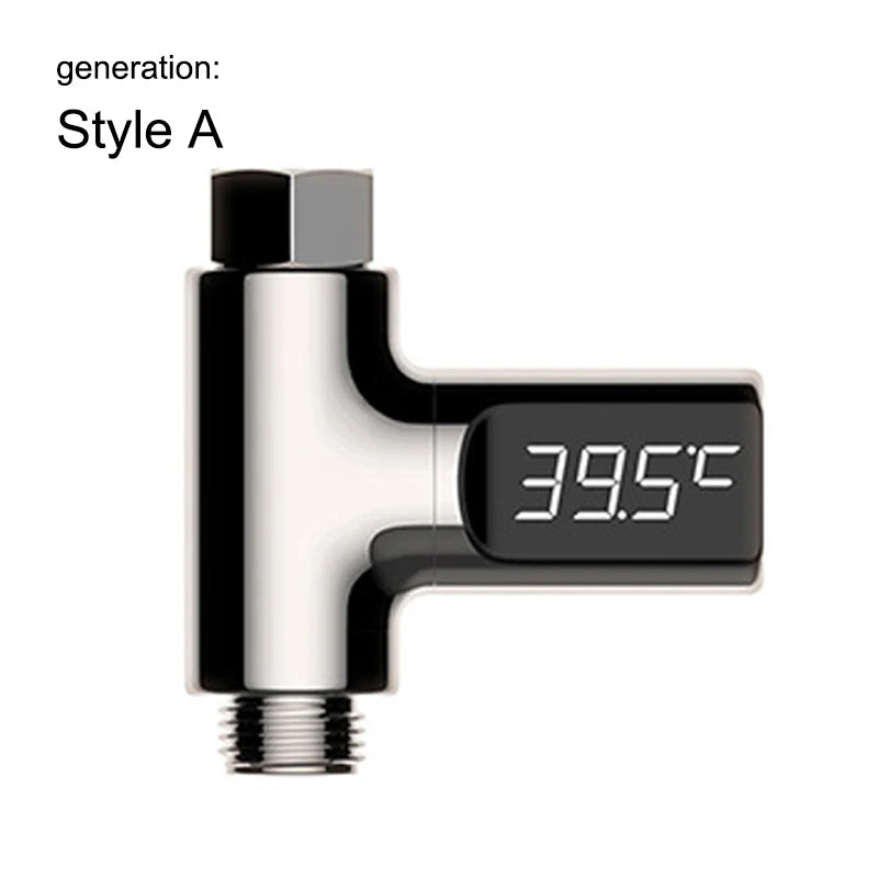 LED Display Household Water Shower Thermometer 5-85℃ Flow Self-powered Water Thermometer Monitoring Baby Care Energy Smart Meter