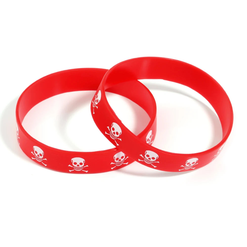 6pcs/lot Color Silicone Sports Bracelets Halloween Skull Style for Party Jewelry Gifts Teens Unisex Fitness Wristbands Wholesale