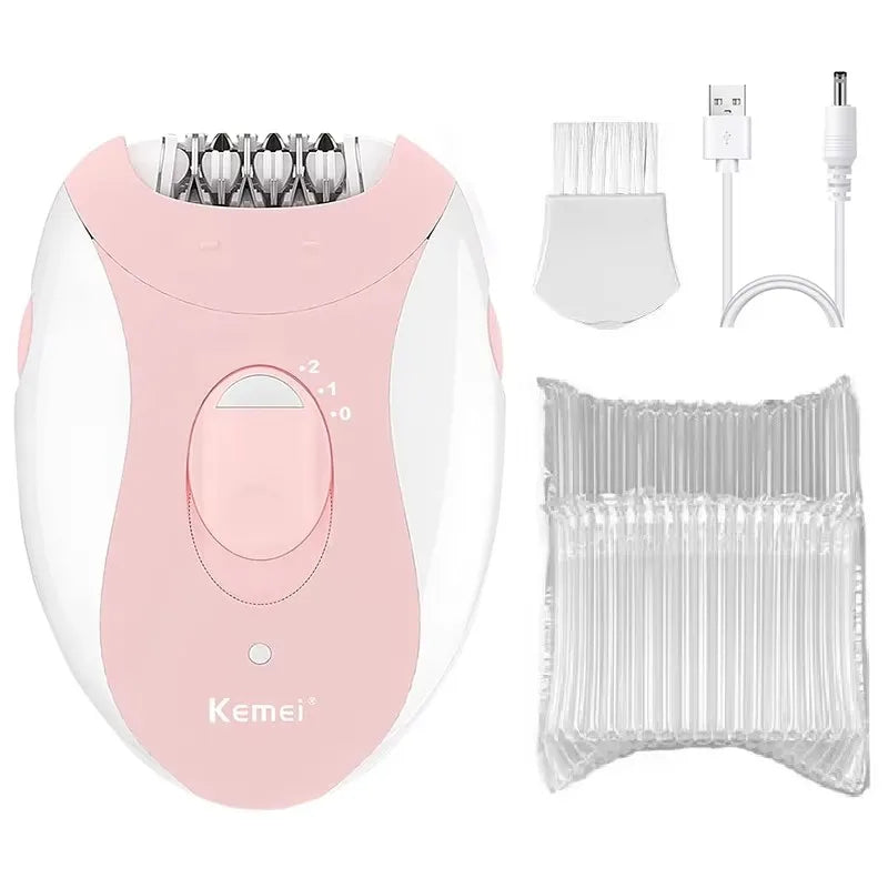 Kemei Women Epilator Electric Hair Removal Facial Body Lady Bikini Legs Arms Armpit Hair Remover Underarms Rechargeable