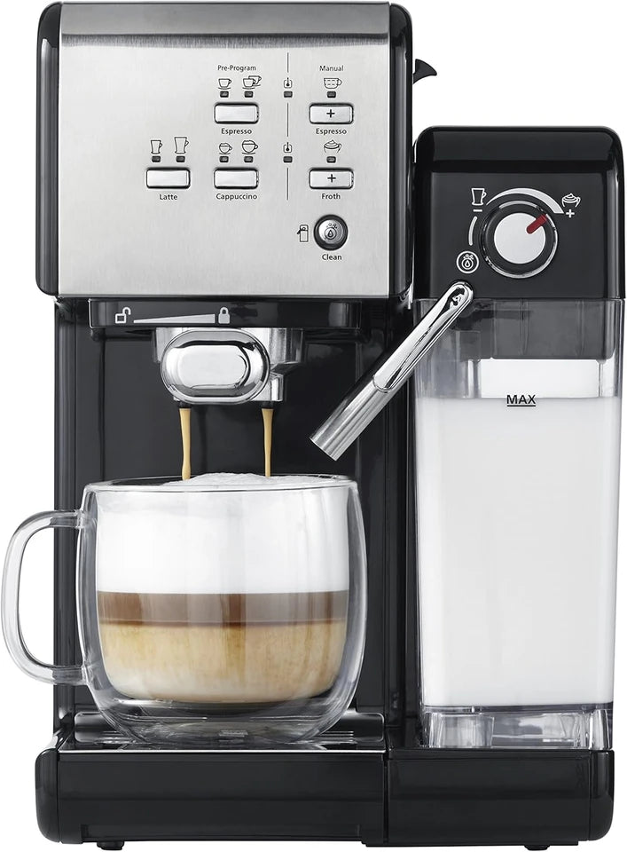 Programmable Espresso & Cappuccino Machine with Automatic Milk Frother & 19-Bar Pump, Stainless Steel