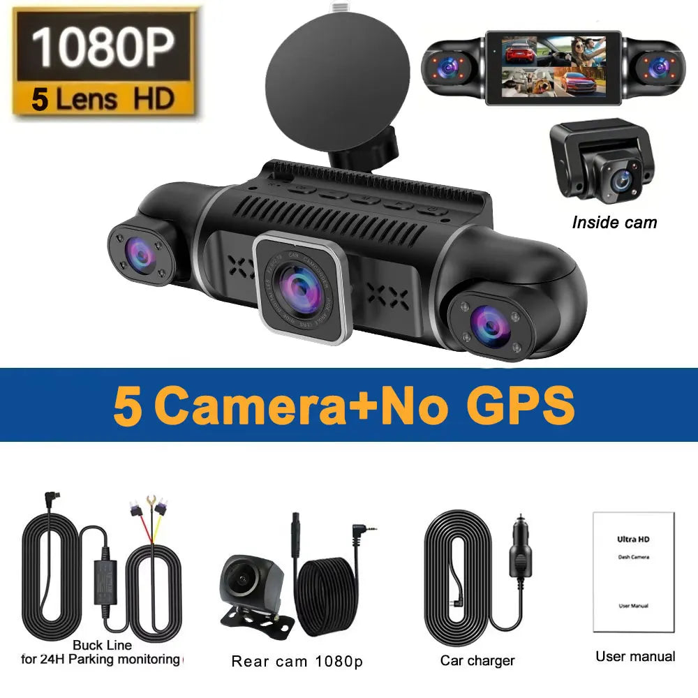 INTELLIGENT VEHICLE CAMERA 5 Channel Car DVR UHD 1080P 5-Lens Inside Vehicle Dash Cam 360° All Sides Car Camera Wifi Video Driving Registrator GPS Dash Cam