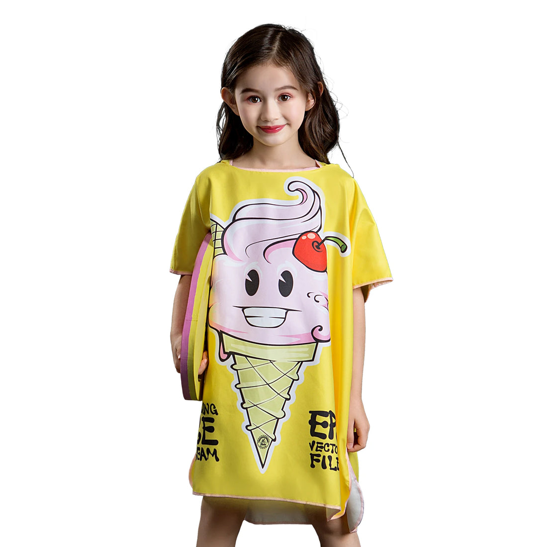 BEACH PONCHO Microfiber children quickdrying robe, printed animals hooded towel poncho, water absorption quick-drying sand-free for swimming