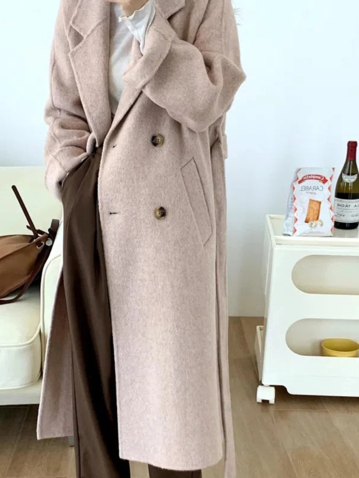 Classic Double-Breasted Woolen Coat Medium-Length Women's Sle Autumn Winter New Arrival Korean Version Straight Cut Suit