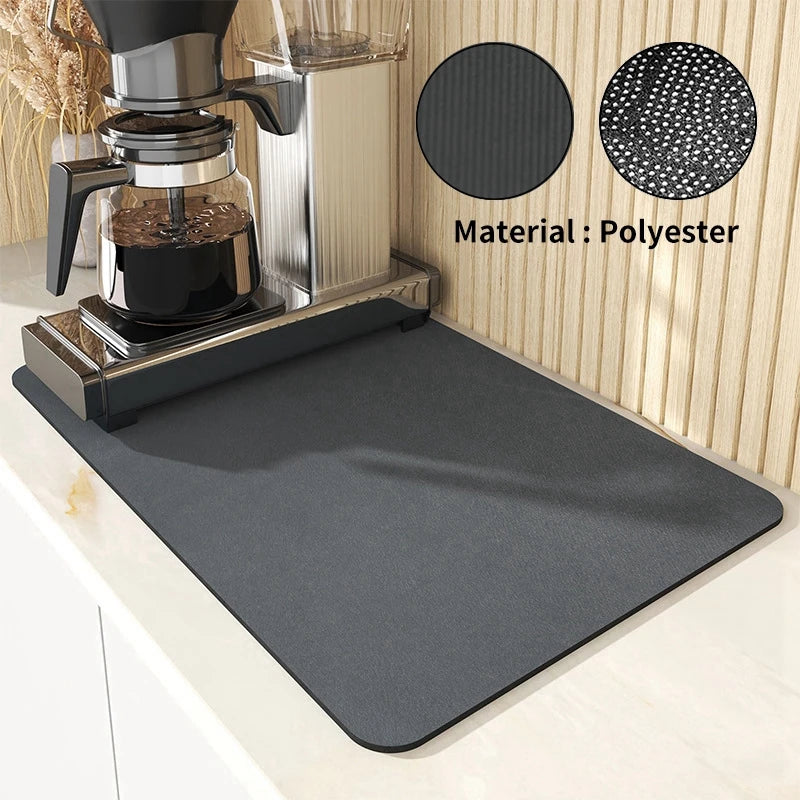 RUBBER MAT Solid Color Kitchen Drying Pad Coffee Machine Mat Super Absorbent Non-slip Dry Rubber Tableware Rug Microwave Oven Dust Pad